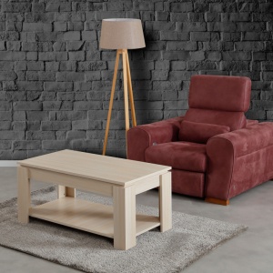 Dohányzóasztalka Shelf, világos tölgy