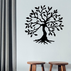 Fém fali kép Tree, fekete, 60x60 cm