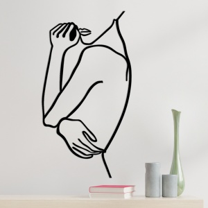 Fém fali kép Woman, fekete, 70x0.15x38 cm