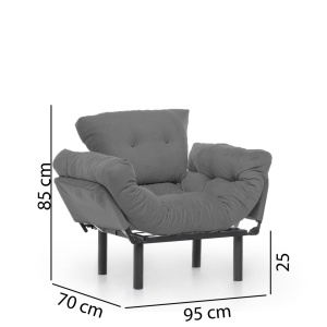 Fotel, Nitta, szürke, 135x70x45 cm - Img 13