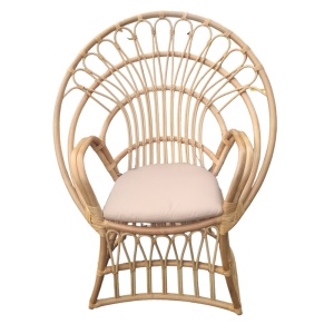 Fotel párnákkal, Boloni, natúr rattan, bézs, 100x67x120 cm - Img 2