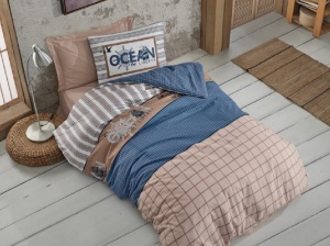 Gumis gyerek ágyneműhuzat, Ocean, kék, 100% pamut