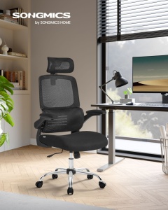 Irodai szék Songmics, fekete, 65.2x65.3x(111.5-129) cm - Img 2