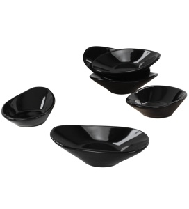Kerámia szószos tál szett, Mayd200, fekete, 12x7.9x3 cm, 6 db-os - Img 2