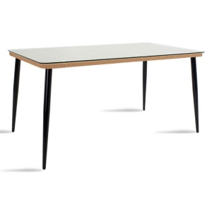 Kerti asztal Naoki, fekete - natúr, 160x90x78 cm