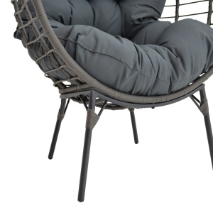 Kerti fotel, Nestie, rattan, szürke fém lábak, szürke párna, 102x80x155 cm - Img 8