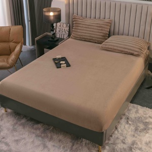Lenjerie cocolino cu Elastic 180x200 Liny V13 Dark Beige (Cocolino) - Img 5