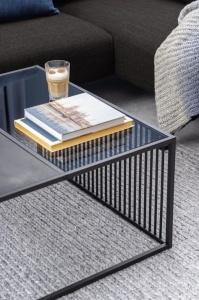 Masuta de cafea Strington, Negru, 40x80x80 cm - Img 2