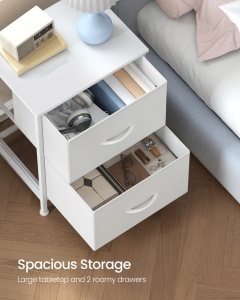 Noptiera Songmics, Bellah, Alb perlat, 39.6x30x53.2 cm - Img 3
