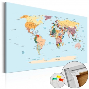 Parafa kép Travel with Me [Cork Map], 60x40 cm
