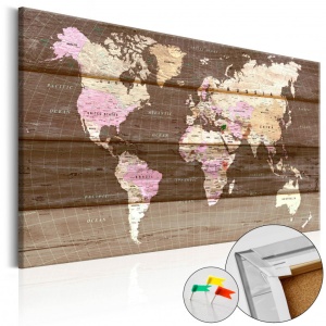 Parafa kép Wooden World [Cork Map], 120x80 cm