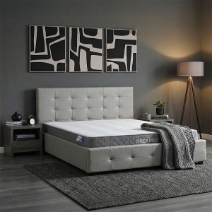Pat cu saltea si depozitare, Roi Dreamer, Pako, Gri 173x219x110 cm