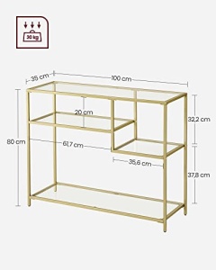 Polc, Vasagle, arany, 100x35x80 cm - Img 3