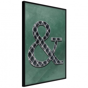 Poszter fekete kerettel, ""Ampersand on Green Background"", 40x60 cm
