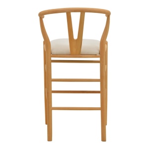 Scaun de bar Wishbone, Bej, 51x60x95 cm - Img 6