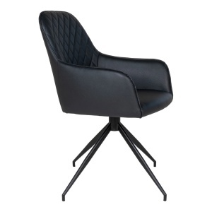 Scaun de dining rotativ Harbo, Negru, 62x56x89 cm