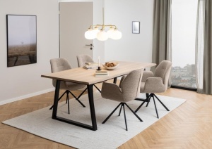 Scaun dining Aura V1, Bej, 90x62x61 cm - Img 2