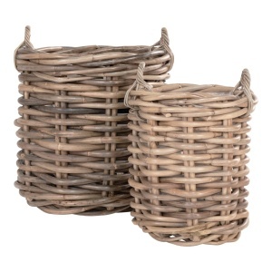 Set 2 piese Cosuri kubu rattan, Natural, 57x57x63 cm - Img 3