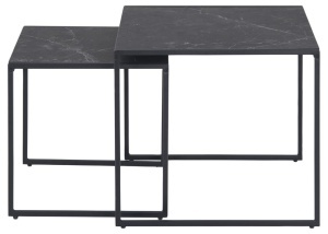 Set 2 piese Masute de cafea stivuibile Infinity, Negru, 45x50x50 cm - Img 6