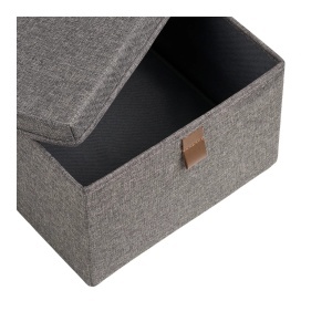 Set 3 piese Cutii de depozitare textile Noto, Gri inchis, 38x26x16 cm