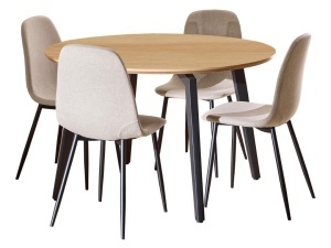 Set 5 piese Masa dining si Scaune Cadiz V1, Natural, 75x120x120 cm - Img 2