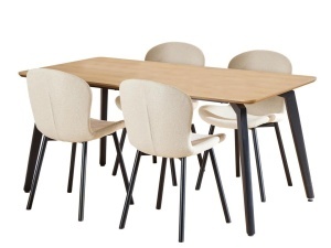 Set 5 piese Masa dining si Scaune Cadiz V5, Natural, 75x160x90 cm - Img 2