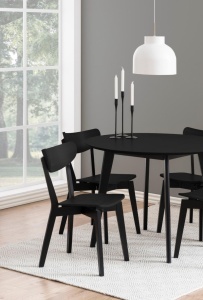 Set 5 piese Masa dining si Scaune Roxby, Negru, 76x105x105 cm