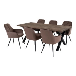 Set 7 piese Masa dining si scaune Toulon and Harbo, Bej, 200x95x87 cm - Img 2