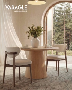 Set de 2 scaune Vasagle, Mazie, Bej Cappuccino, 50x51x82 cm - Img 2