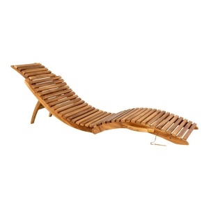Sezlong reglabil pentru piscina Arrieta, Natural, 160x50x25 cm - Img 4