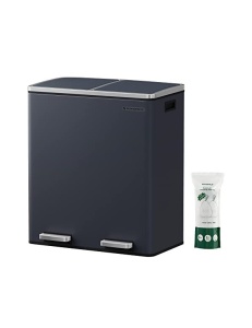 Szelektív hulladékgyűjtő 2 rekesszel, Songmics, LTB60GS, 2 x 30 L, szürke