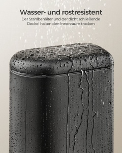 Szemetes, Songmics, fekete, 31.5x19x39 cm - Img 4