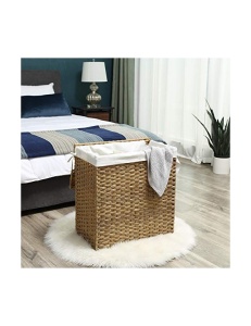 Szennyeskosár, Songmics, 110L, LCB52NL, natúr, 57x33x60 cm - Img 2