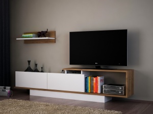 TV komód szett, Asos, fehér-dió