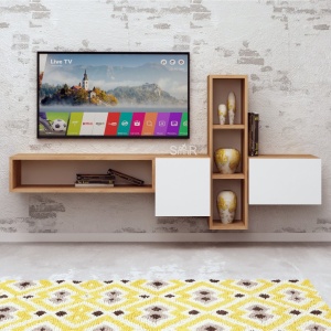 TV komód szett, Kumkuat, tölgy-fehér