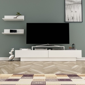 TV-konzol, Lucca, fehér, 180x40x31 cm