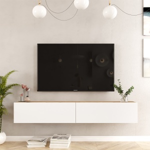 TV-szekrény fali, Dello, fehér - sonoma színű, 180x31,6x29,6cm - Img 4