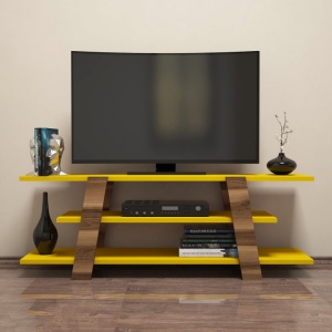 TV-szekrény, Flower, Dió, Sárga - Img 2