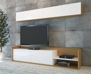 TV-szekrény, Kale, Teak, Fehér