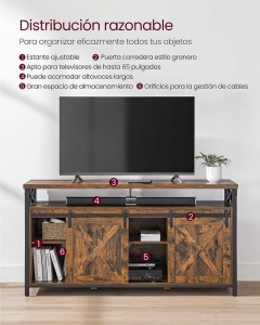 TV-szekrény, Vasagle, Barna-Fekete, 147x40x76 cm - Img 6