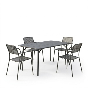 5 darabos kerti asztal és szék szett, Moraja Federal, fekete, 80x140x72 cm - Img 2
