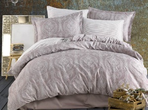 Ágyneműhuzat Jacquard, deluxe szatén, barna