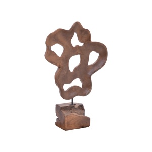 Asztali dekoráció, Strab, natúr teakfa és fém, 49x15x70 cm