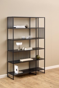 Biblioteca Strington, Negru, 185x120x35 cm - Img 2