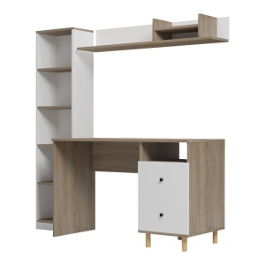 Birou cu biblioteca, Kontor, Pako, Alb 160x50x158.2 cm - Img 4