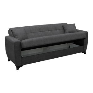 Canapea extensibila cu spatiu de depozitare Modesto, Gri, 215x75x85 cm - Img 4