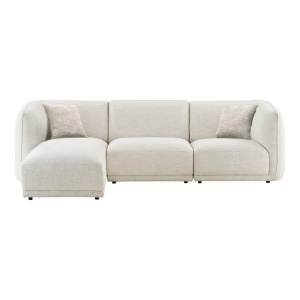 Canapea stanga Noor, Alb murdar, 94x166x276x75 cm - Img 5