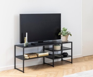Comoda TV Seaford, Negru, 46x120x33 cm - Img 2