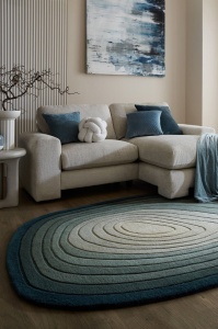 Covor oval Puddle Ombre Wool Albastru 200x290 cm, Flair Rugs - Img 5