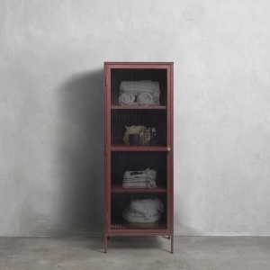 Dulap cu vitrina BRONCO, Rosu, 40x160x58 cm - Img 3